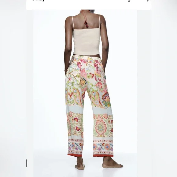 Zara Printed Pijama Style Pants. New.with Tags. - Picture 3 of 7